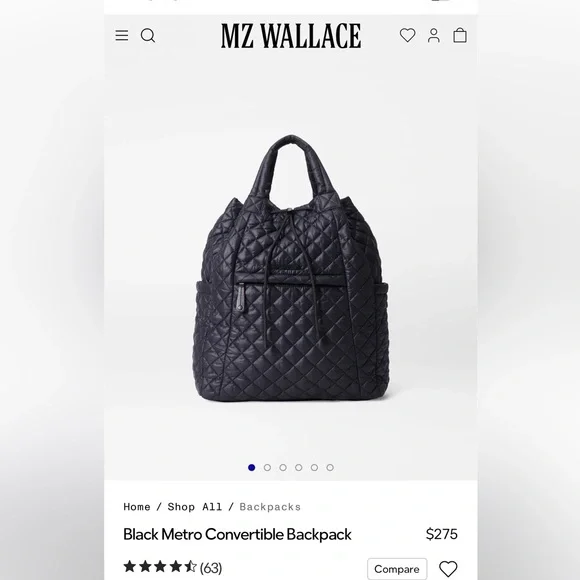 Mz Wallace Black Metro Convertible Backpack - Picture 1 of 7